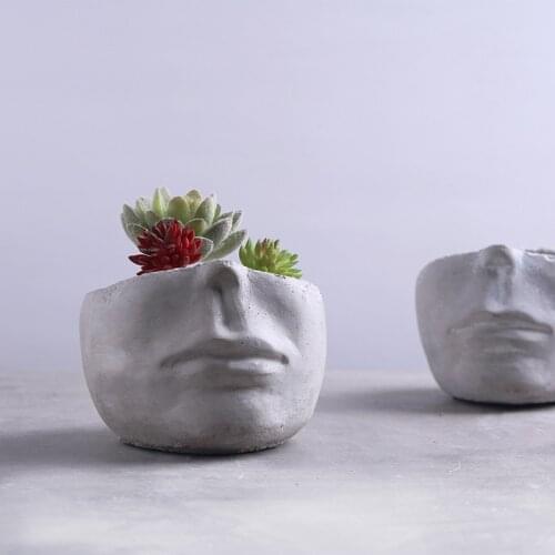 Face Flowerpot Creative Cement Flower Pot Home Gardening Decoration Abstract Crafts Home Garden Decor Ornaments