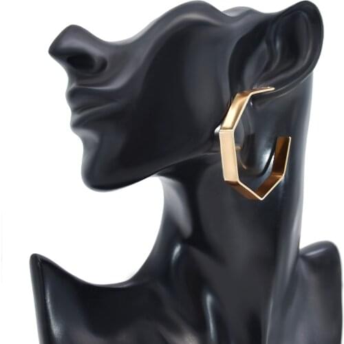 New European And American Exaggerated Metal Geometric Earrings For Women Fashionable Show Temperament Open Circle Earrings