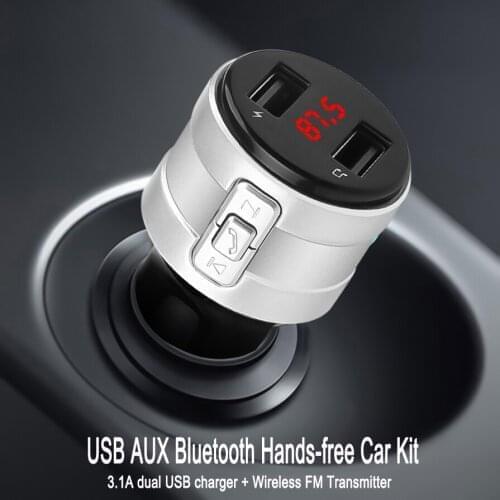 3.1A Charging FM Transmitter Modulator Dual USB Charger Handsfree Car Charger Bluetooth 4.2 USB AUX Wireless Audio Receiver