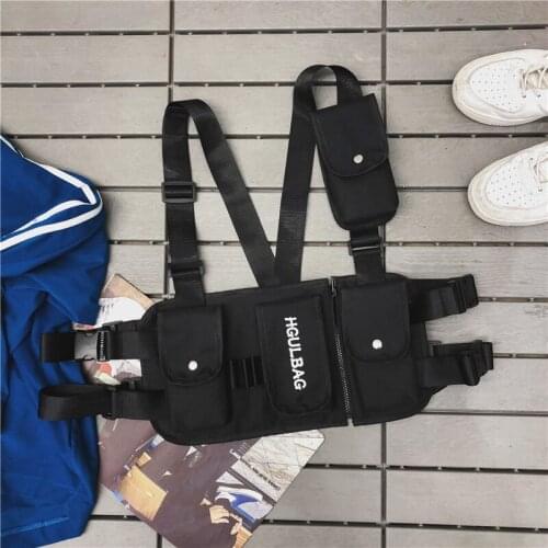 Men Chest Rig Bag Women Waist Pack Hip Hop Shoulder Crossbody Man West Vest Chest Black Streetwear Bags