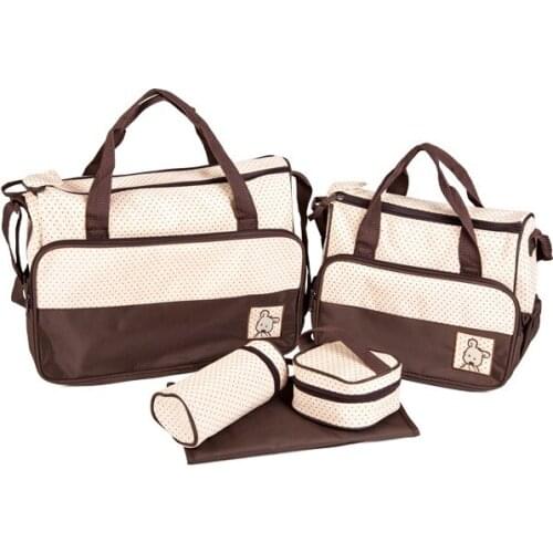 Promition! Five-piece Baby Diaper Bags Changing Nappy Bags For Mummy With Big Capacity