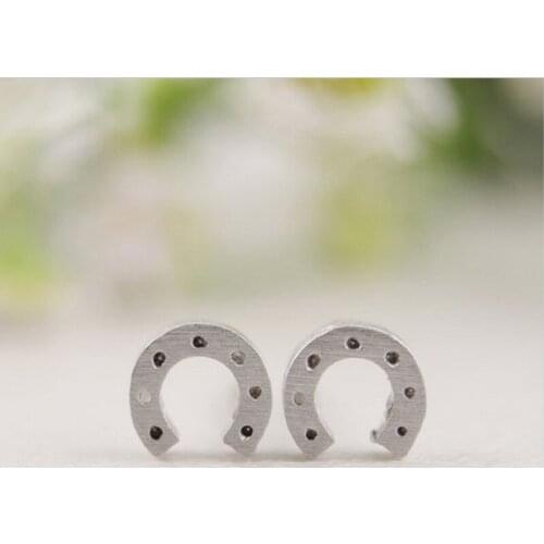 Wholesale 10Pair/Lot Cute Horseshoe Stud Earrings Gold Silver Plated Fashion Brincos Jewelry For Women Gift Mix Color