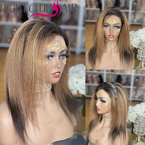 Highlight Bob Wig Bone Straight Lace Front Human Hair Wigs Short Bob Ombre Brazilian Human Hair Wigs Remy Pre Plucked For Woman