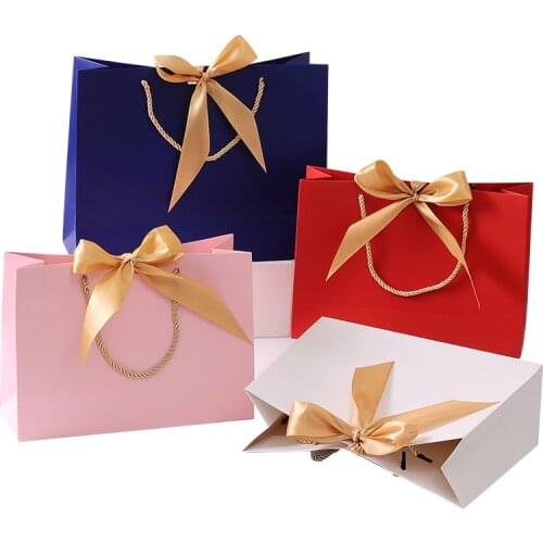 Gift Bag Gold Present Box For Clothes Books Packaging Gold Handle Paper Box Bags Kraft Paper Gift Bag With Handles Dec