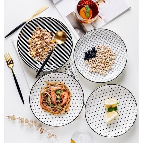 Nordic Tableware Underglaze Ceramic Plate Breakfast Plate Home Plate 8.5 Inch Hand-painted Dishes Dinner Set Plates and Dishes