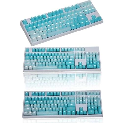 1 Set Replaceable PBT Keycaps 87 104 108 Transparent Lettering Keys Double Shot Injection Backli Key Cap for Mechanical Keyboard