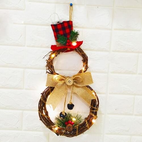 Christmas Halloween LED Wreath Hanging Decoration Household Wreath Wall Door Farmhouse Decor Round