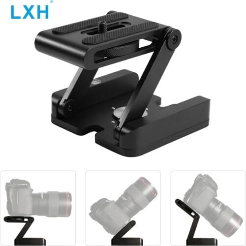 LXH Aluminum Alloy Folding Z Flex Tilt Head Camera Bracket Quick Release Plate Tripod Ball Head For Canon Nikon Sony