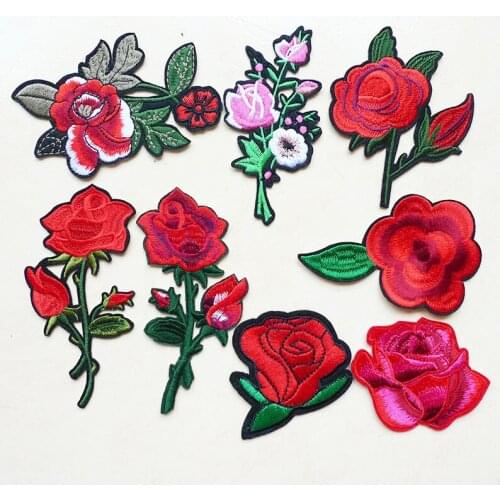 1 Pcs Hot Melt 3D Rose Flowers Embroidered Iron On Patches For Clothes Jeans DIY Stripes Dresses Stickers Custom Applique Badges