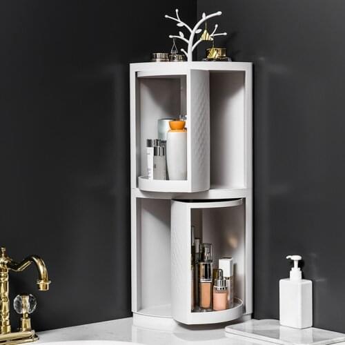 Bathroom Cabinet 360 Degree Rotating Triangular Shelf Kitchen Toilet Furniture Storage Rack-KK66
