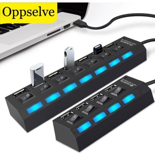 4 Ports USB Hub 3.0 True USB 3.0 Hub High Speed USB Splitter Converter with Seperate Switch Plug Play USB Multi Adapter 7 Ports