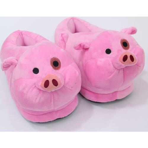 Animal Cartoon Pink Pig Doll Slippers Cosplay Animal Shoes Funny Winter Warm Indoor Bedroom Plush Toy Slipper For Man Woman