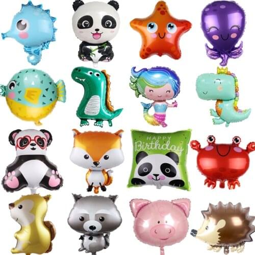 1pcs/lot Cartoon Animal Head Foil Balloon Cute Panda Dinosaur Cat Dog Birthday Party Decoration Kids Baby Shower Zoo Theme Toy