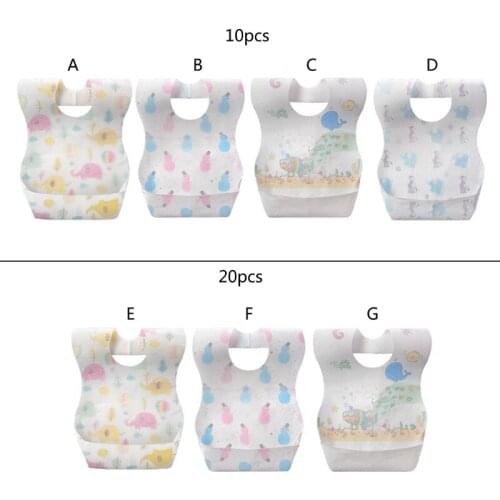 10/20 Pcs Portable Baby Children Disposable Bibs Non-woven Saliva Towel Infants Waterproof Feeding Bib Pockets for Home Travel U