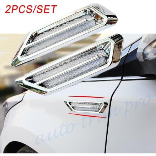 2X Chrome Car Fender Moulding Simulation Air Vent Inlet Grille Stripes Trim Accessories