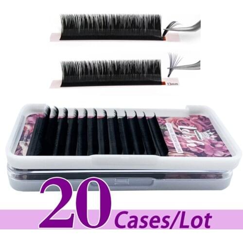 20case/lot MASSCAKU rapid bloom lashes deep black super soft fan lash tray siberian mink easy fan for makeup beauty