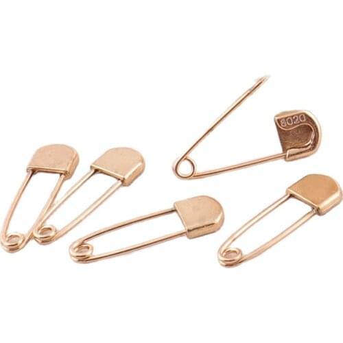 40 pcs Pale Gold Safety Pins Brooch Stitch Markers Metal Brooch Bar Safety Pins Fasteners -1 3/8"(35mm)