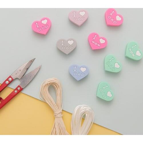 5 PC Love Double Sided Silicone Beads Mom And Dad Colorful Free BPA Silicone Teether DIY Crafts Accessories Baby Teethers Toy