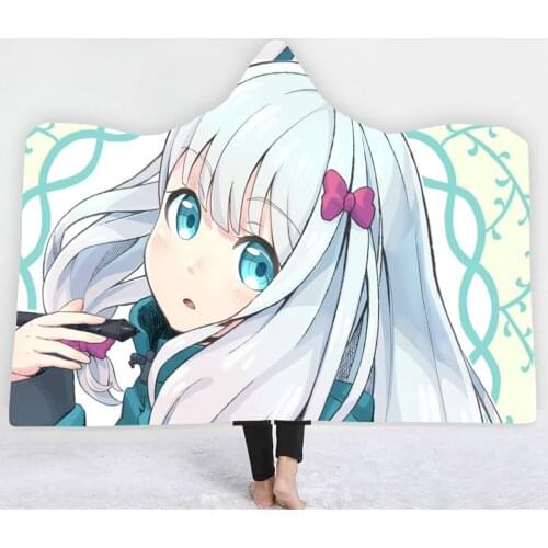 Anime Eromanga Sensei 3D Printing Throw Hooded Blanket Wearable Warm Fleece Bedding Office Quilts Soft Adults Travel