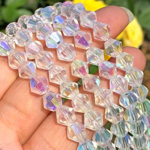 6/8mm AB Color White Bicone Austrian Crystal Glass Loose Spacer Charm Bead for Jewelry Making DIY Earring Bracelet Accessories