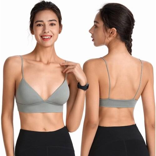 Sports Bras For Women Push Up Wireless Deep V Nylon Padded Sleepwears Gym Jogging Workout Bralette Underwear Fitness Top