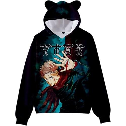 Anime Clothes Jujutsu Kaisen Kids Hoodies Girl Boy Sweatshirts Kawaii Cat Ears Hooded Jujutsu Kaisen Sweatshirt Children Clothes