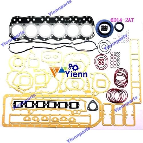 For Mitsubishi 6D14 6D14T 6D14-2AT Full Gasket Kit ME038219 ME999902 Wiht Head Gasket For KATO HD800 6D14 Engine Repair Part