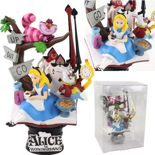 16cm Cartoon Disney Alice in Wonderland With Cat Rabbit PVC Action Figure Collection Model Toys