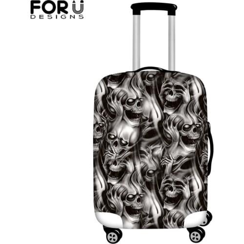 FORUDESIGNS Thicken Luggage Cover Gothic Skull Pattern 3D Print Elastic Travel Suitcase Dustproof Protective Cover 18-32 Inch