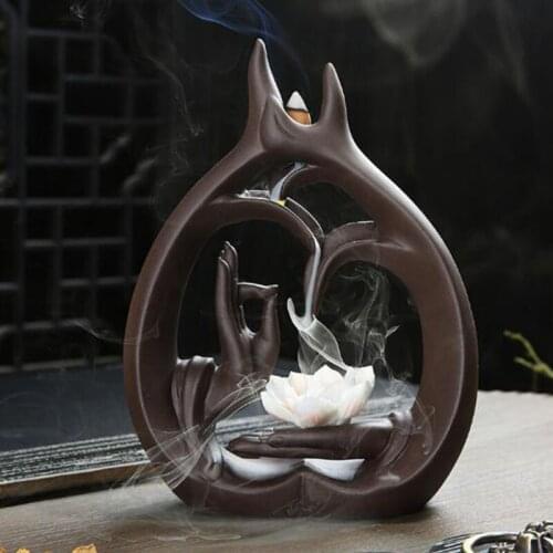 Purple Clay Bergamot Lotus Backflow Incense Cone Waterfall Incense Holder Buddhist Censer Creative Chan Decoration Ornaments