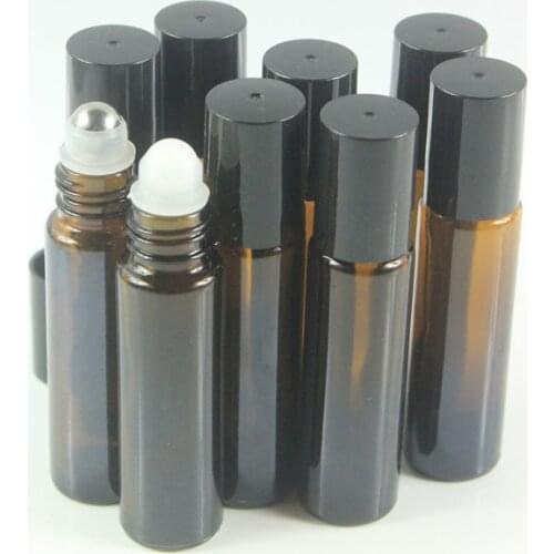 DHL Free 200pcs/lot 10ml Amber Roll On Roller Bottle for Essential Oils Refillable Perfume Bottle Deodorant Containers