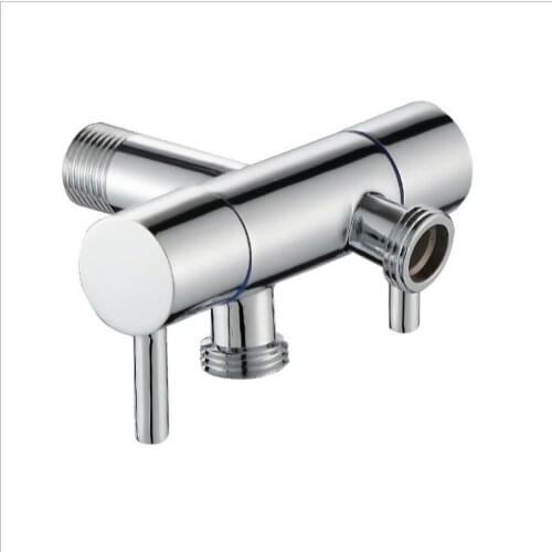 G1/2*1/2 Brass Multi-function Angle Valve Tap One Into Two Out Three-way Thickened Stop Valve Single Cold Wall Mounted Faucet