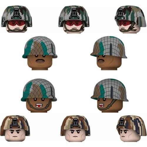 HOT Army Modern Police Soldier Figures Building Blocks Military Infantry Helmet Mini Bricks Toys For Children