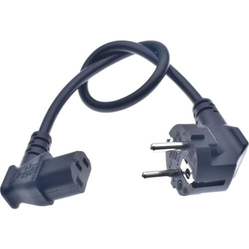 Short 0.3M/1ft European 3 Pin Male to IEC 3 Pin Female ,Schuko to C13 Left angled power cord