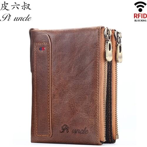 Mens Short Wallet First Layer Cowhide Change Pouch Genuine Leather Multi-card Wallet Large Capacity Multi-function Wallet