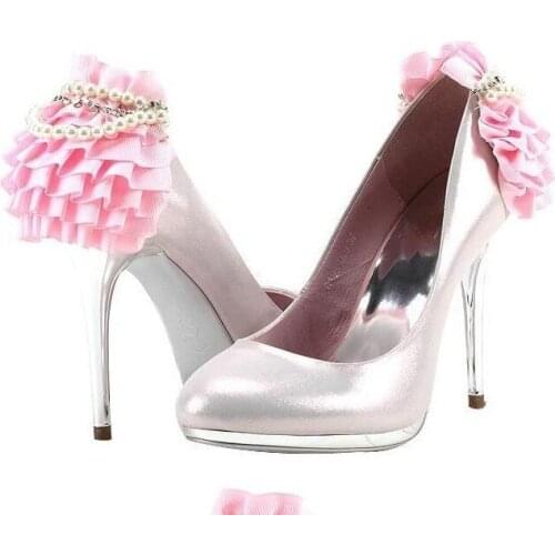 Lovely Pink Color Bridal Shoes women Dress Shoes Wedding Dress Shoes Round Toe Imitation Pearl Popular women Shoes