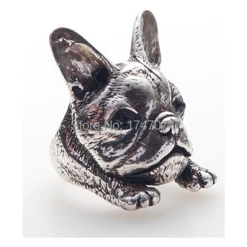 Retro hippie french bulldog Ring fashion Jewelry gold /silver 4 colours pet animal bulldog ring for women