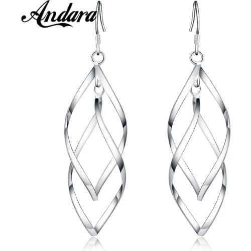 Fashion 925 Sterling Silver Earrings Double Earrings Woman Glamour Jewelry Gift