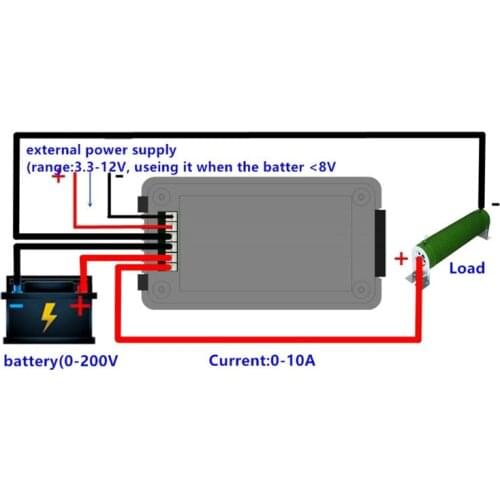 DC Multimeter 0-200V 0-10A Battery Tester Voltmeter Ammeter Power Voltage Current Impedance Capacity Energy Time Meter Monitor
