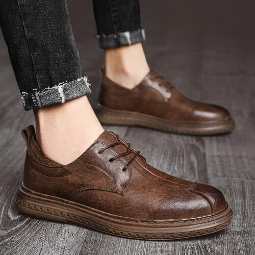 Men Shoes High Quality Leather New Fashion Stylish Design lace up Shoes men Casual Formal Basic Shoes Zapatos De Hombre