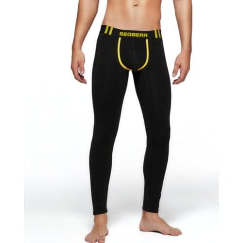 2019 Sexy Bulge Fleece Thermal Underwear Men Thermo Pants Warm Long John Pant Winter Mens Leggings Thermal Clothings Gay Leggins