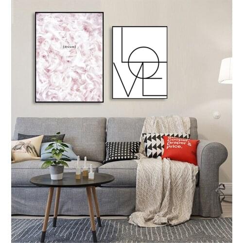 Wall Pictures for Living Room Decoration Feather Canvas Painting Wall Art Poster Nordic Abstract Love Print Minimalist