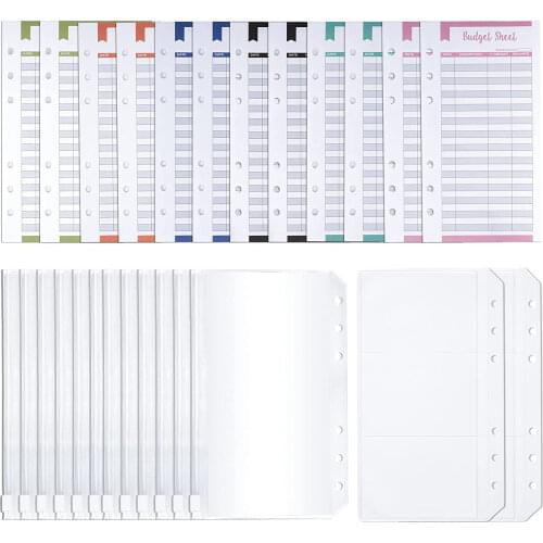 A6 Budget Binder Cash Envelope Organizer with 12 Pcs Expense Tracker Budget Sheets 12Pcs Zipper Cash Pouch 2Pcs Card Sleeve Bags