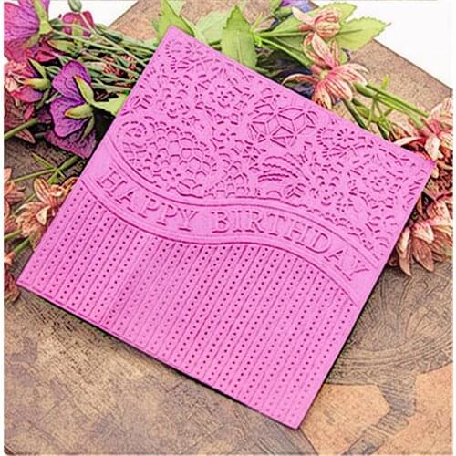 15x15cm Black flower Embossing folders Plastic bump Scrapbooking DIY Template Fondant indentation Cake Photo Album Card Make