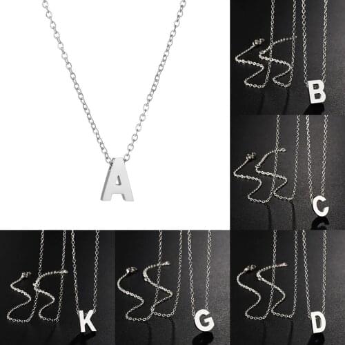 13 Letters A B C Pendant Silver Color Women/Mens Fashion Jewelry Stainless Steel Nameplate Necklace Xmas Gift Wholesale