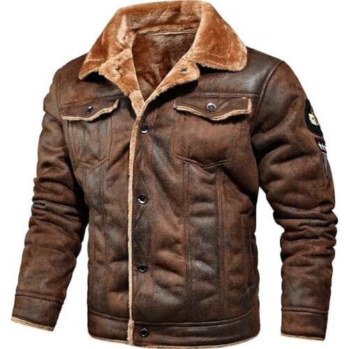 Casual Faux Fur One-piece Leather Jacket, Autumn/Winter Large Size Single-breasted Side Seam Pockets, Lapel, Solid Color Fit Fur
