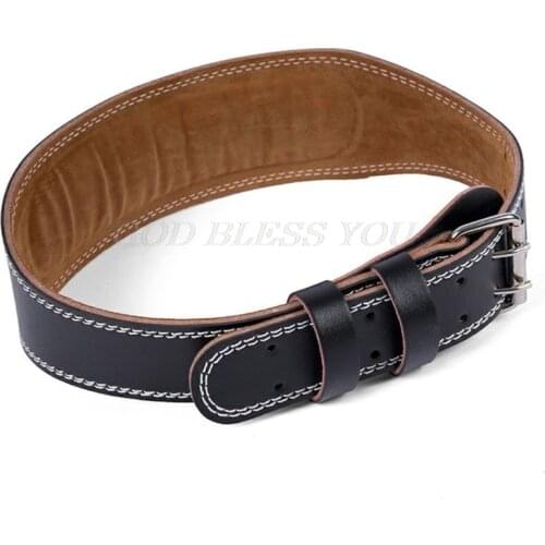 Men Women Faux Leather Weight Lifting Belt Double Prong Power Waistband Gym Bodybuilding Workout Lower Back Lumbar Support