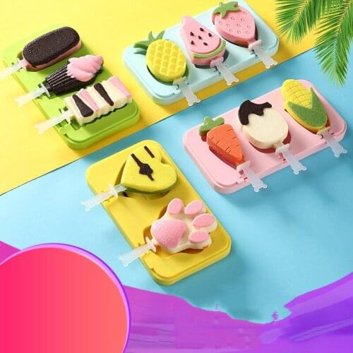 Self Made Diy Ice Cream Mold Cartoon Shape Ice Cream Mold Food Grade Silicone Ice Cream Mold