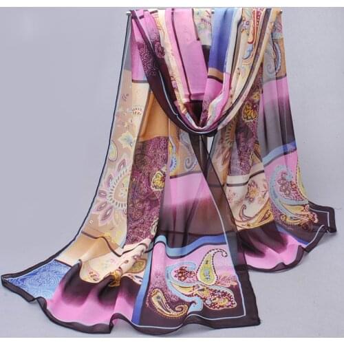 Chiffon silk scarf 2020 scarf female summer and autumn all-match scarf long Polyester air conditioning cape silk scarves shawl
