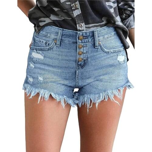 Shorts Women Summer 2021 Hole High Waist Jeans Burrs Female Summer Build A Word Torn Wide-legged Short Pants Dropshipping